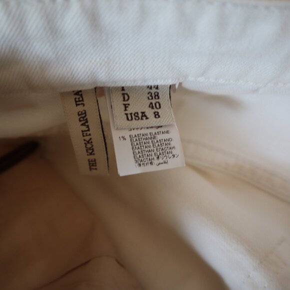 Brunello Cucinelli Monili Jeans White Denim Barrel Cuff Kick Flare Size 8 - Picture 10 of 10